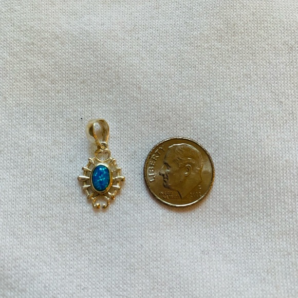 Blue fire opal sterling silver pendant - Picture 4 of 4